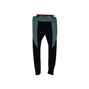 Womens Head Leggings Black Gray Elastic Waist Pull On Compression Size Large
